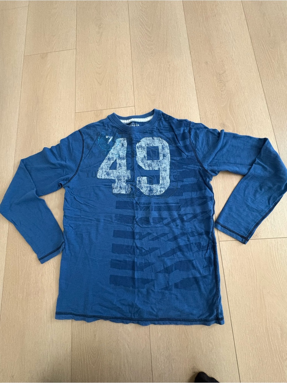 Arizona Jean Company Blue Long Sleeve Shirt with White '49' Graphic